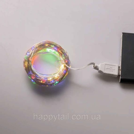 Гірлянда роса 20 метрів USB на 200 led світлодіодів крапля 20 метрів білий дріт мультиколор USB200L20MWML | Зображення 6