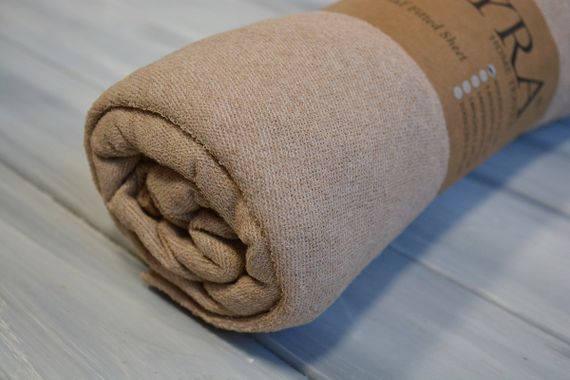 Простирадло 140х200+25см махрове на резинці Коричневе | Зображення 1