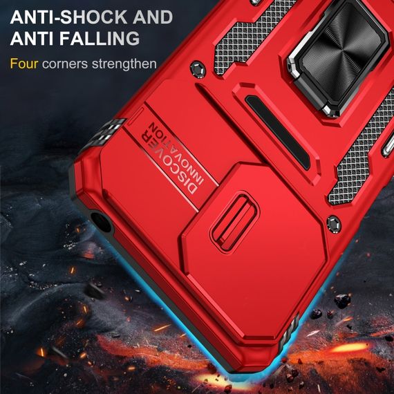 Ударостійкий чохол Camshield Army Ring для Xiaomi Redmi 13C / Poco C65 Червоний / Red | Зображення 1
