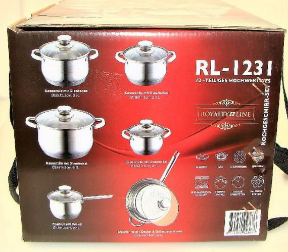 Набор кастрюль с крышками и сковородой Royalty Line RL-1231 набор кухонный 12 предметов посуда для кухни | Зображення 3