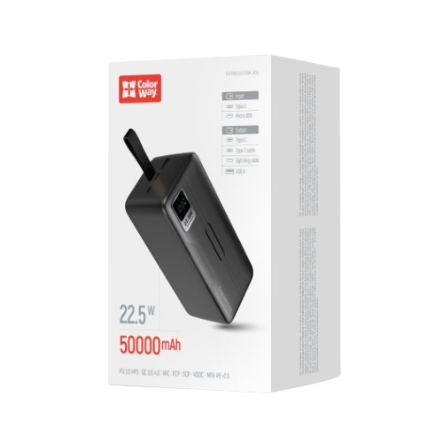 Павербанк 50000mAh ColorWay CW-PB500LPC5BK-PDD QC+PD чорний | Зображення 3