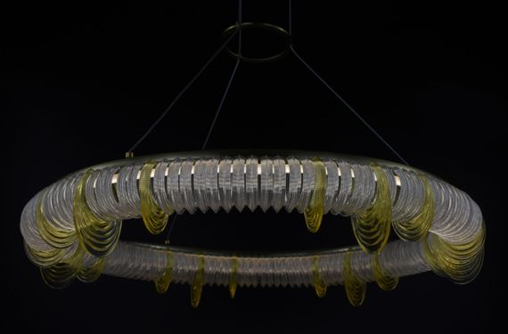 Люстра світлодіодна підвісна LED світильник для квартири на стелю лед 26756 Латунь 30-140х65х65 см. | Зображення 5