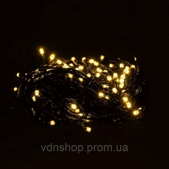 Новорічна гірлянда кімнатна нитка 10 м 120 LED чорний провід Жовтий W120LED10MBY | Зображення 2