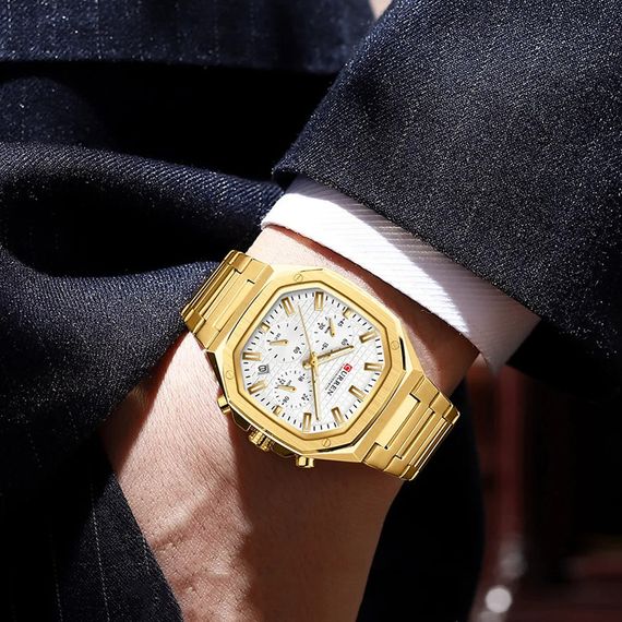 Чоловічий годинник Curren 8459 Gold-White | Зображення 2