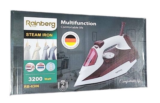 Хороша парова праска Rainberg RB 6306 з керамічним покриттям для прасування одягу | Зображення 14