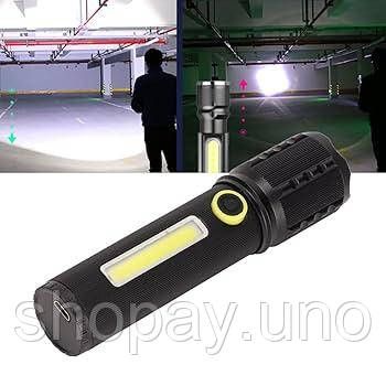 Ручной фонарь с боковой подсветкой BL C63 COB+USB Charge ∙ Фонарик ручной BL-C63 COB с USB зарядкой | Зображення 4