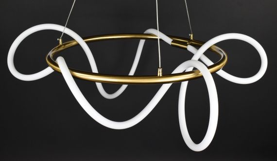 Люстра світлодіодна підвісна LED світильник для квартири на стелю лед 27728 Латунь 50-150х80х80 см. | Зображення 7