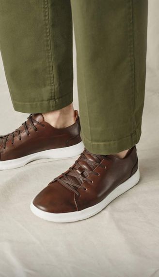 Шкіряні коричневі кеди 45 розмір 29,5 см