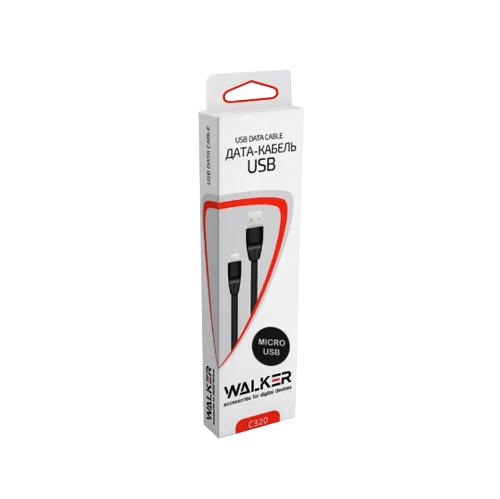 Кабель USB MicroUSB WALKER C320 2,1А 1м чорний | Зображення 1