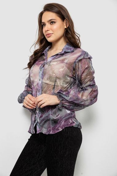 Блуза жіноча з принтом шифонова, колір бузковий, 230R1503 | Зображення 2