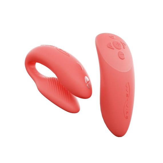 Смарт-вібратор для пар We-Vibe Chorus Crave Coral, сенсорне керування вібраціями стисненням пульта | Зображення 1