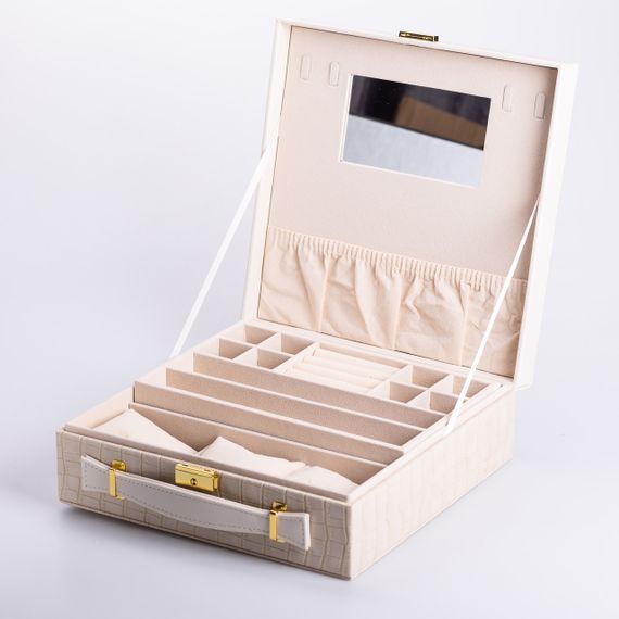 Шкатулка для украшений из эко кожи 2 яруса органайзер для ювелирных изделий