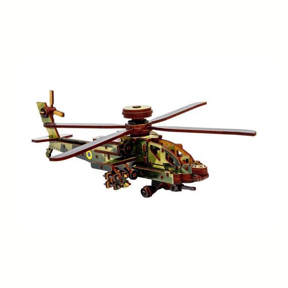 Деревянный 3D конcтруктор "Вертолет" Puz-00954, 125 деталей | Зображення 3