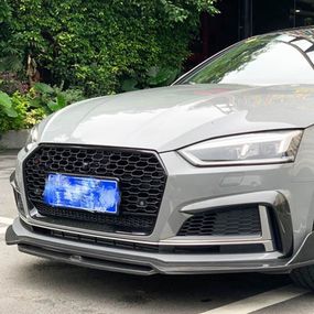 Накладка на передний бампер Lip V2 (для S-Line 2021-2025, Карбон) для Ауди A5