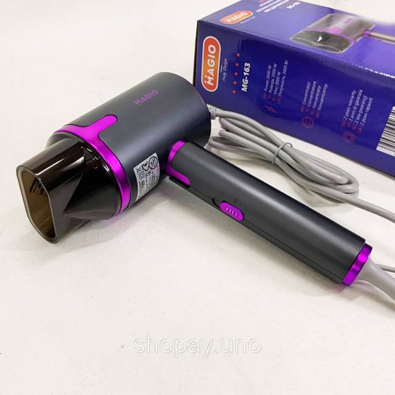 Профессиональный фен для объема Magio MG-163 2000 Вт, Профессиональный фен для укладки волос с насадкой BF-11 | Зображення 8