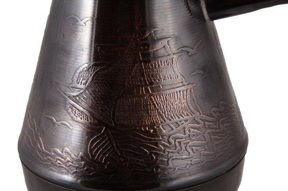 Турка медная 500 мл Бригантина тёмная джезва ручная работа кофеварка для кофе | Зображення 3