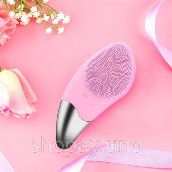 Электрическая силиконовая щетка Sonic Facial Brush Вибро - щеточка массажер для очищения кожи лица и тела | Зображення 3