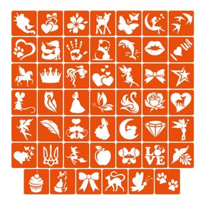 Набір трафаретів для біо-тату «Для дівчаток №1» girls_simple_1_4x4_48_1