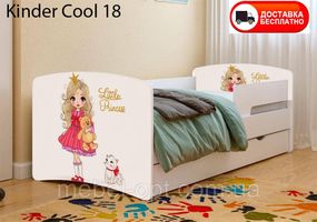Детская кровать Kinder Cool 18 Little Princess с выдвижным ящиком и защитным бортиком, на ламелях