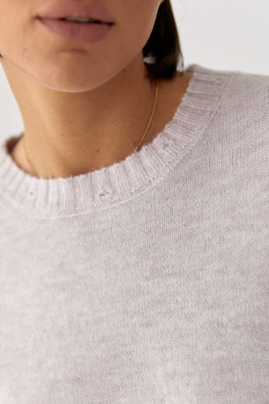 Укорочена в’язана кофта зі рваним ефектом - лавандовий цвет, ONE SIZE (є розміри) | Зображення 3