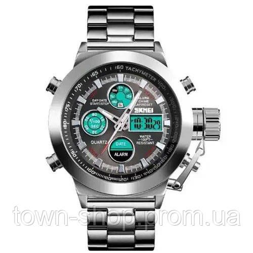 Часы наручные мужские SKMEI 1515SI SILVER, водонепроницаемые мужские часы. Цвет: серебряный | Зображення 1