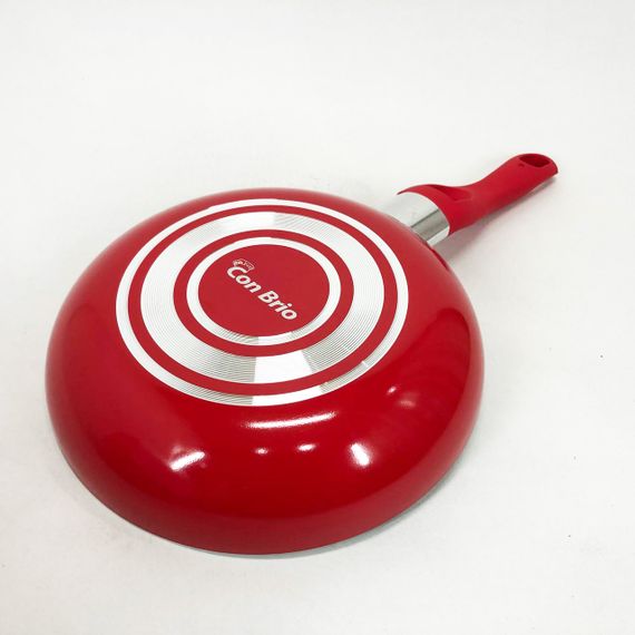 Сковорода Con Brio CB-2014 із антипригарним покриттям Pfluon 20 см, якісна сковорода. Колір: червоний | Зображення 1