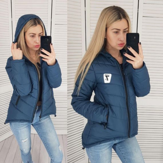 Жіноча демісезонна куртка з емблемою, арт.210/7, синій