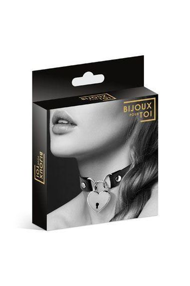 Чокер з замочком-сердечком Bijoux Pour Toi - HEART LOCK Black, екошкіра | Зображення 2