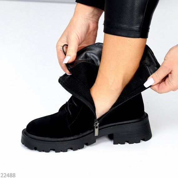Стильні чорні черевики на кожен день натуральна замша на флісі | Зображення 9