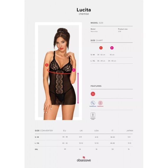 Пеньюар Obsessive Lucita та стрінги S/M Sex Aura | Зображення 2