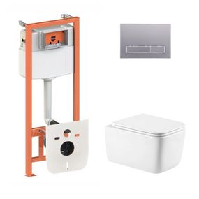 Готовое решение Qtap для ванной комнаты: подвесной унитаз Gemini Ultra Quiet 520х360х350 + комплект инсталляции Nest 4 в 1