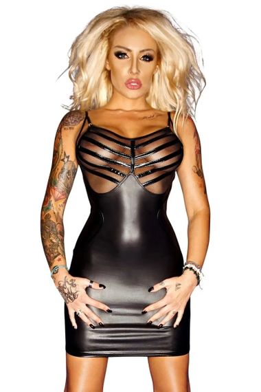 Сукня еротична з сіткою на грудях Noir Handmade F078 чорна, L Sex Aura