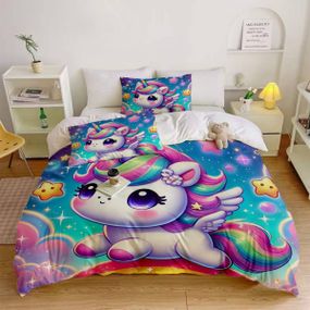Постільна білизна 3D полуторна з мікросатину Unicorn Dreams 31438 150х215 см 70х70 см