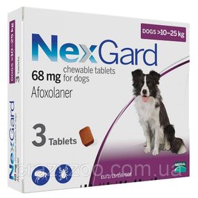 Таблетка от блох и клещей NexGard для собак от 10 до 25 кг
