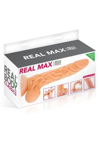 Фалоімітатор із рухомою крайньою плоттю Real Body — Real Max, діаметр 4,3 см, TPE | Зображення 2