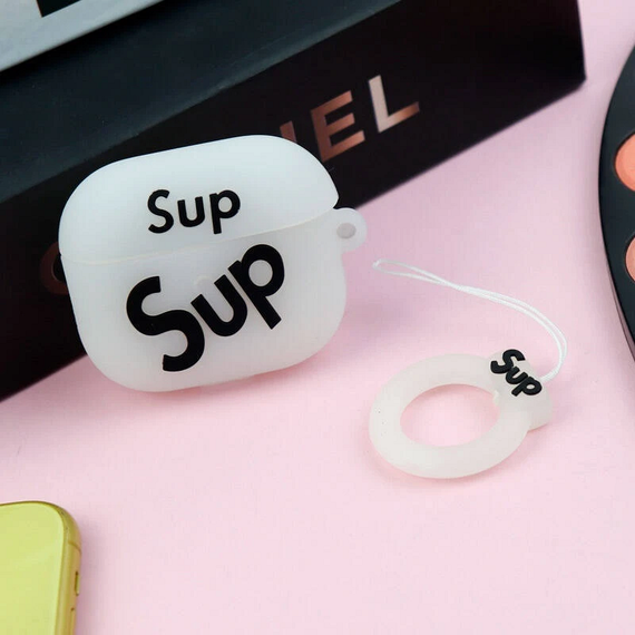 Силиконовый 3D чехол для наушников Apple AirPods Pro 1/2 Sup Белый