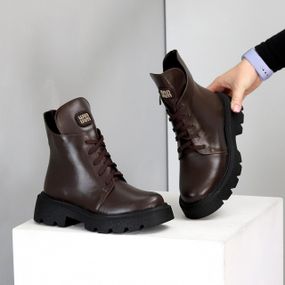 Круті шкіряні зимові черевики натуральна шкіра колір Шоколад 38