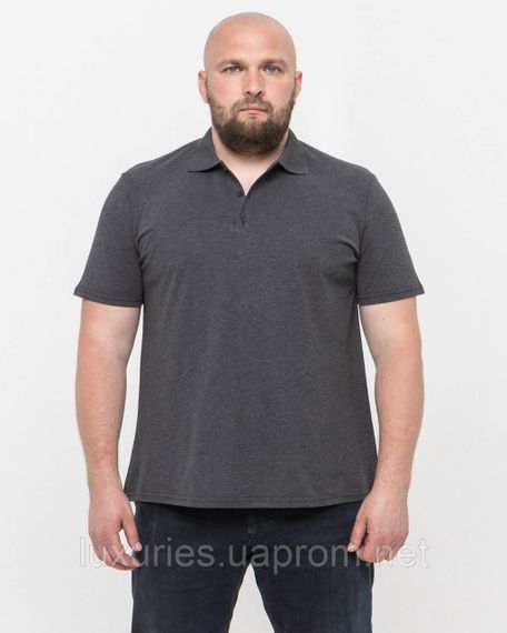 Сіра Футболка чоловіча ПОЛО — Сіра футболка поло з коротким рукавом 4XL - тканина лакоста