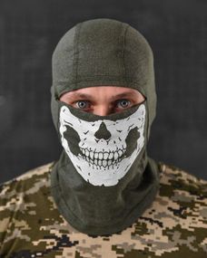 ЛІТНЯ Балаклава олива череп ВТ1010
