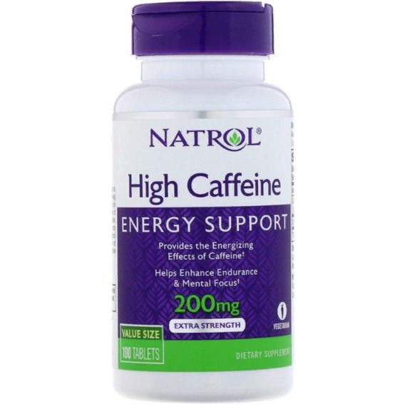 Тонизирующее средство Natrol High Caffeine, Extra Strength 200 mg 100 Tabs NTL-04794