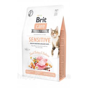 Корм сухой Brit Care Cat Grain Free Sensitive HDigestion Delicate Taste для котов с чувствительным пищеварением индейка и лосось 2