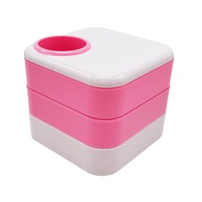 Склянка для ручок 568 пластикова 10х10х9 см Рожевий