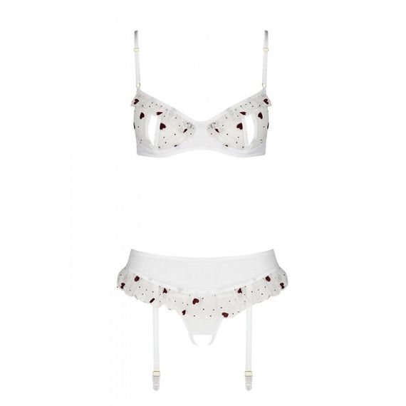 Сексуальний комплект з поясом для панчіх Passion LOVELIA SET XXL/XXXL, white | Зображення 4