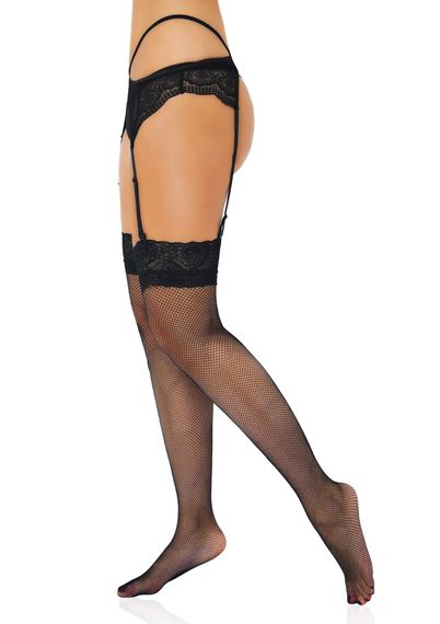 Панчохи в дрібну сіточку Daring Intimates, з мереживом, чорні | Зображення 4