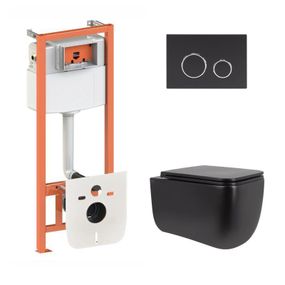 Готове рішення Qtap для ванної кімнати: підвісний унітаз Gemini Ultra Quiet + комплект інсталяції Nest 4 в 1 (кругла клавіша