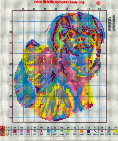 Набор для вышивания по нанесённой на канву схеме "Lady Dog(2). AIDA 14CT printed 20*26см | Зображення 3