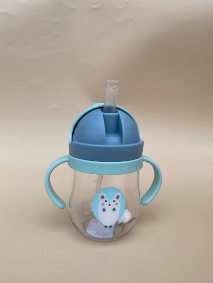 Поїльник непроливайка з трубочкою і грузиком їжачок зеленого кольору 250мл | Зображення 5