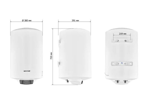 Водонагрівач Mixxus EWH-08050 ROUND DRY 50 л, 2,0 кВт, "сухий" ТЕН, вертикальний, циліндричний, білий (WH0608) | Зображення 4