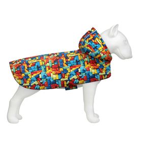Дощовик-накидка з капюшоном для собак WAUDOG Clothes, малюнок "Блоки", А 23-26 см, B 30-36 см, С 15-20 см