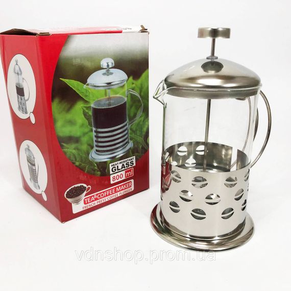 Френч-прес з якісного матеріалу Unique, Скляний заварник, Елегантний прес для чаю JY-12 | Зображення 7